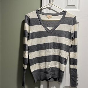 Ambiance Gray and Cream Knit Top